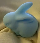 Vintage Fenton Frosted Blue Glass Bunny Rabbit Figurine Paperweight