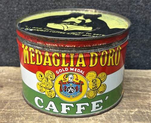 Vtg Medaglia D’ Oro 1 Lbs Keywind Coffee Can Tin New York NY