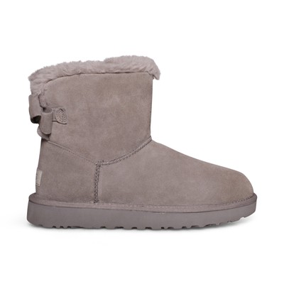 UGG MINI BAILEY SUEDE BOW SMOKE PLUM SHEEPSKIN ANKLE WOMEN display picture 1