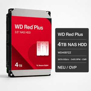 WD Red Plus 4TB NAS HDD WD40EFZZ 3,5" SATA 6Gb/s CMR 5400rpm 128MB Neu OVP