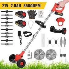 5-in-1 Cordless Strimmer 6'' Weed Brush Cutter Telescopic with Battery & Wheels