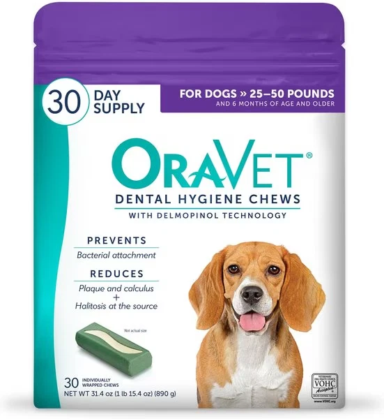 PACK de 2 masticables de higiene dental OraVet para perros medianos 25-50 libras 30 unidades Foto 2 de 4