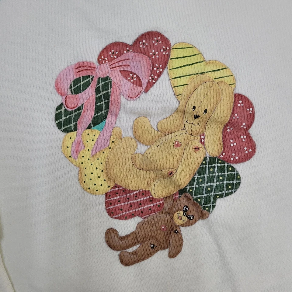 Sudadera vintage años 90 oso de peluche para mujer XL 23x21 blanca Foto 3 de 4