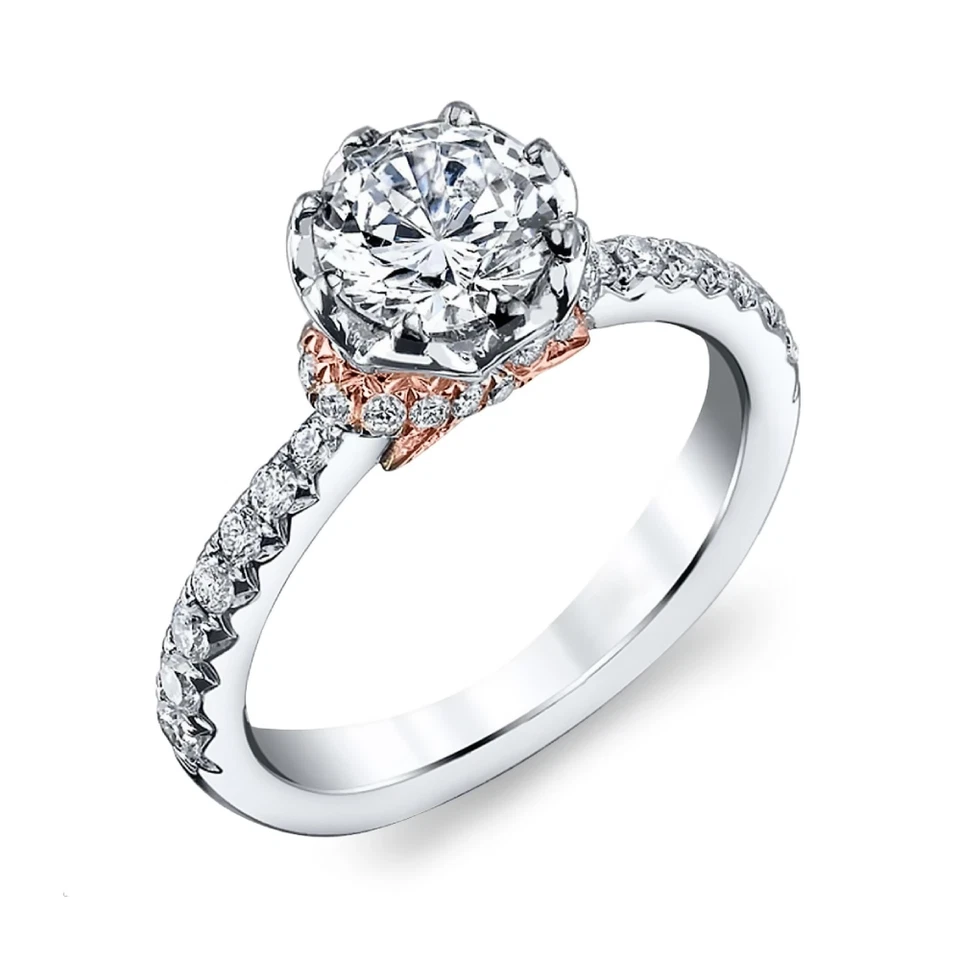 Engagement Ring 0.50 Ct Diamond Round Cut Setting 14k Multi Tone Gold Semi Mount - Image 2 of 4