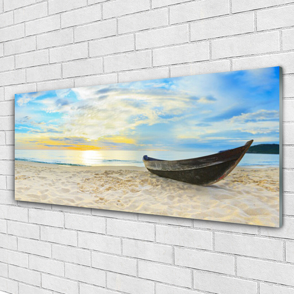 Tableau paysage plage 125x50 en acrylique pour illuminer une pièce sombre