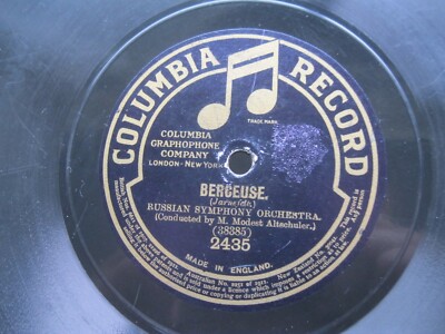 RUSSIAN SYMPHONY ORCH/PRINCE'S ORCH 78 RPM BERCEUSE / RECONCILIATION UK COL 2435