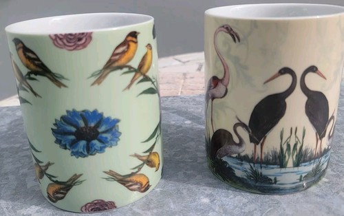 Pottery Barn Bird Kelidoscope Nature Mugs Set Of 2 - Picture 2 of 4