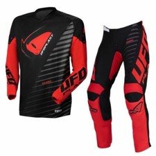 TUTA COMPLETO MAGLIA PANTALONE UFO 2022 KIMURA NERO ROSSO MOTO CROSS MX