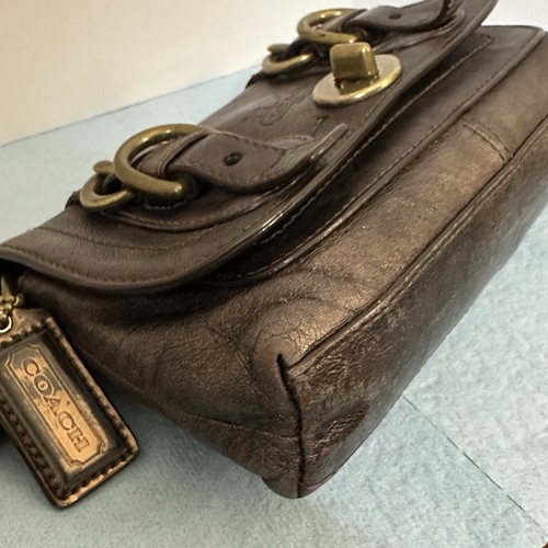 COACH Legacy Garcia Leather Wristlet Clutch Turn Lock Double Buckle Brown Bronze - Picture 6 of 21