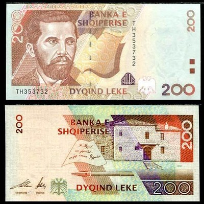 UNC We Combine Albania banknote P.67 200 Leke 2007