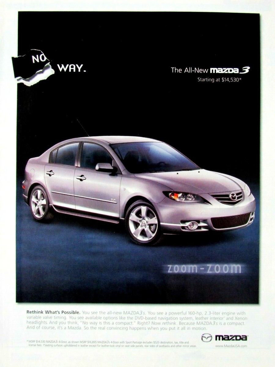2004 Mazda 3 Vintage NO WAY Original Print Ad 8 x 10