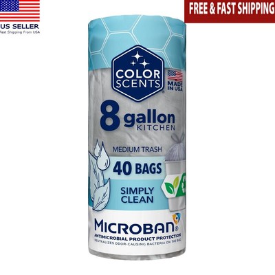 8 Gallon Drawstring Trash Bags 40 Count Simply Clean Scent Microban Odor Control