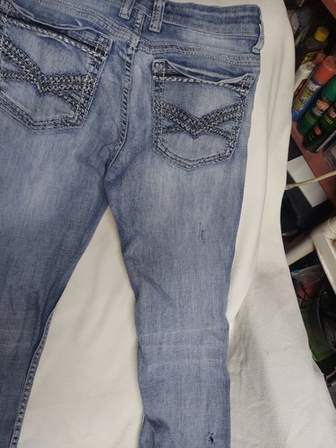Helix Youth Mens Jeans Size 29 x 30 Slim Straight Embroidered Pockets Stretch - Picture 6 of 10