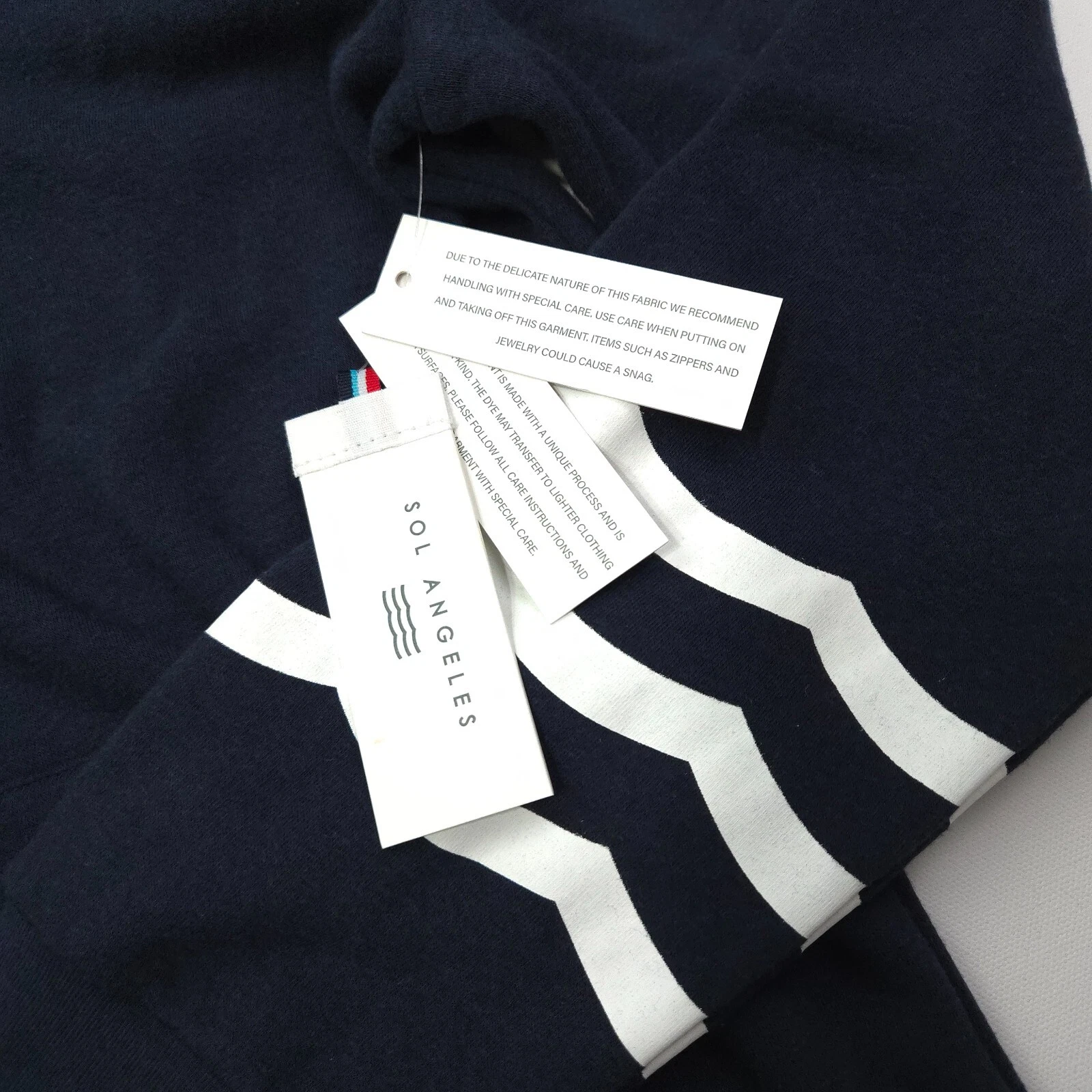 PALM ANGELS SOL ANGELES MAGLIONE FELPA CON CAPPUCCIO ZIP M BLU NAVY BIANCO WAVE STRIPE MODAL MORBIDO PILE