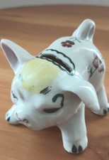 Vintage Winking Floral Piggy Bank Made In Occupied Japan Ceramic Circa 1955