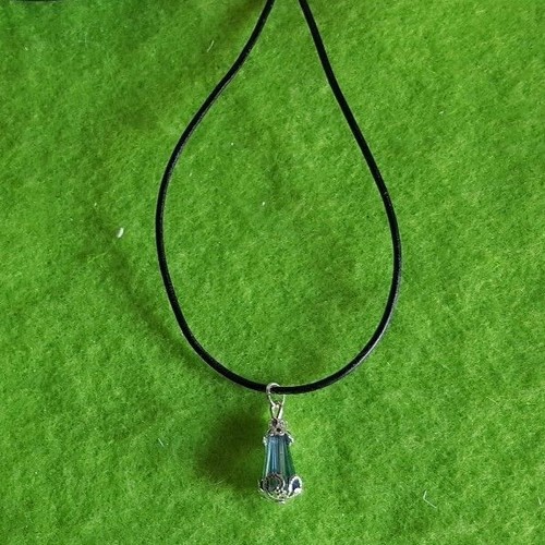 Leather Cord Necklace ~ Black 16" ~ Capped With Austrian Crystal ~ Gift Wrapped - Picture 4 of 7