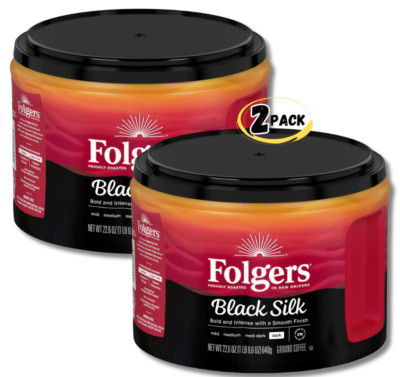 FOLGERS Black Silk Dark Roast Ground Coffee 22.6oz - 2 PACKS