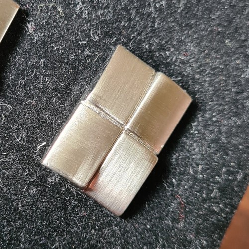 Next Cufflinks, angled brushed steel, boxed - Picture 3 of 3
