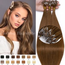 Thick Remy 100% Human Hair Extensions Micro Loop Tips Ring Bead Full Head A ASP