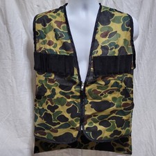 Vintage Ideal Camo Fowl Hunting Vest Sz Small Made In USA Zipup Game Pocket