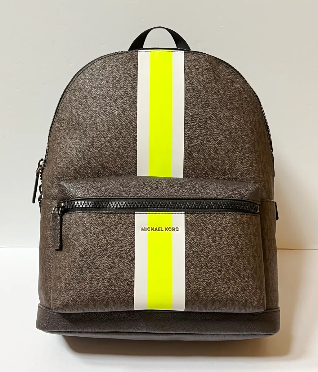 MICHAEL KORS COOPER BACKPACK CENTER STRIPE MK BROWN NEON