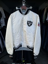 Vintage Raiders Jacket Satin White Bomber Starter Hip Hop 90s LA EAZY E Large