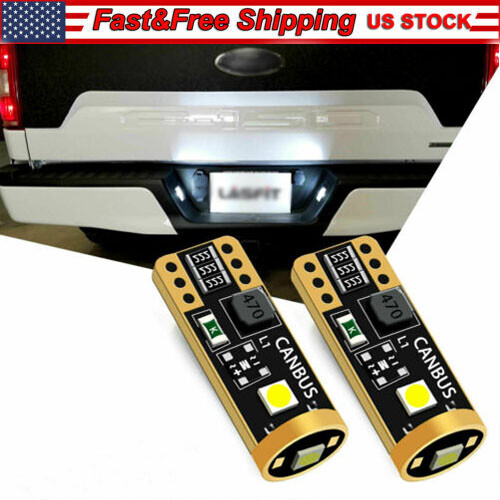 T10 LED License Plate Bulbs – 6000K Bright White, Canbus Ready (2-Pack, 30,000-Hour Life)