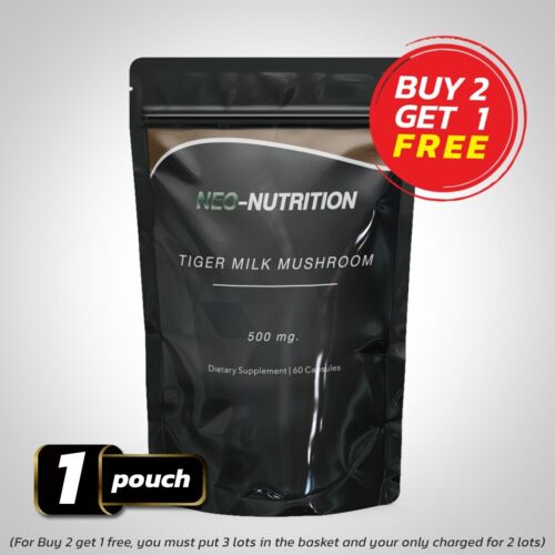 Tiger Milk Mushroom 500mg Capsules Clean Vegan Natural UK Supplement x3 - Picture 6 of 13