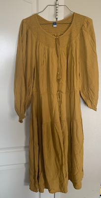 Old Navy Tiered Fit Flare Midi Floral Mustard Dress Size 2X NWT | eBay