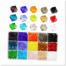 Wholesale 4mm Bicone Crystal Glass Beads - DIY Jewelry Making Kit with 15 Vibran