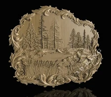 STL 3D Model THE HUNTING FOREST for CNC Router Aspire Artcam 3D Printer Engraver
