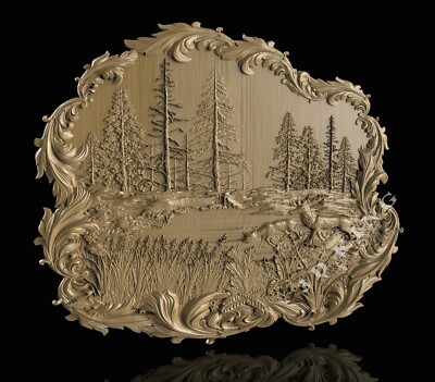 STL 3D Model THE HUNTING FOREST for CNC Router Aspire Artcam 3D Printer Engraver
