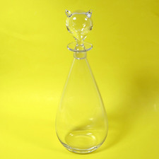 Vintage Orrefors Cat Head Crystal Glass Decan...