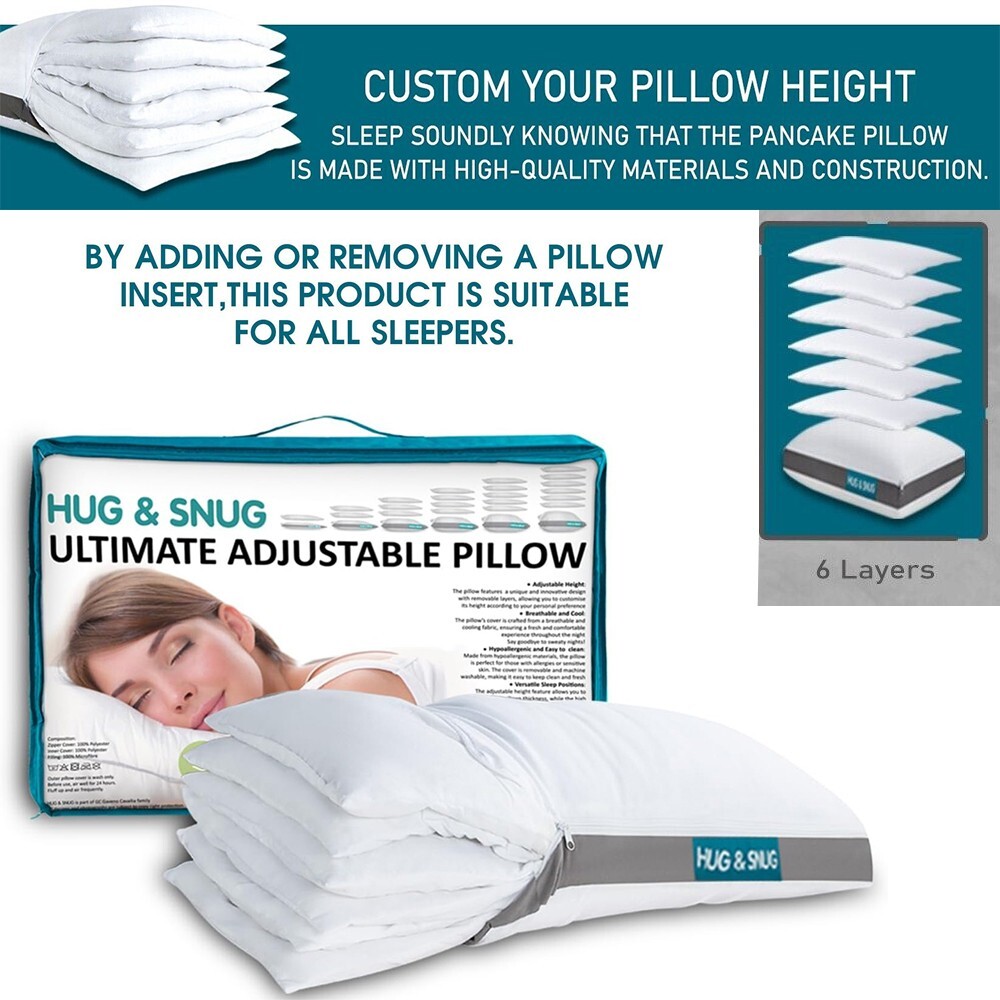 Layers Pillow Adjustable Pancake Virgin Microfibre Filled Hotel