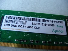 AU SELLER 76.B151G.C360C Apacer 4GB (1*4GB) Pc3-10600U DDR3 RAM STICKS - TESTED