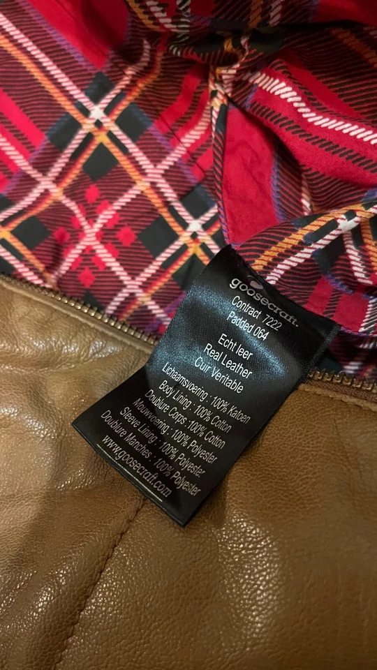 Chaqueta de cuero acolchada Goosecraft 062 marrón para hombre talla M Foto 4 de 4