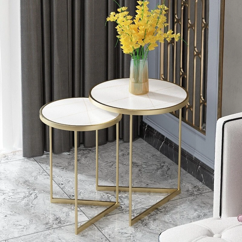 2PCS Glossy High End Nesting Sofa Side Table Coffee End Table Set