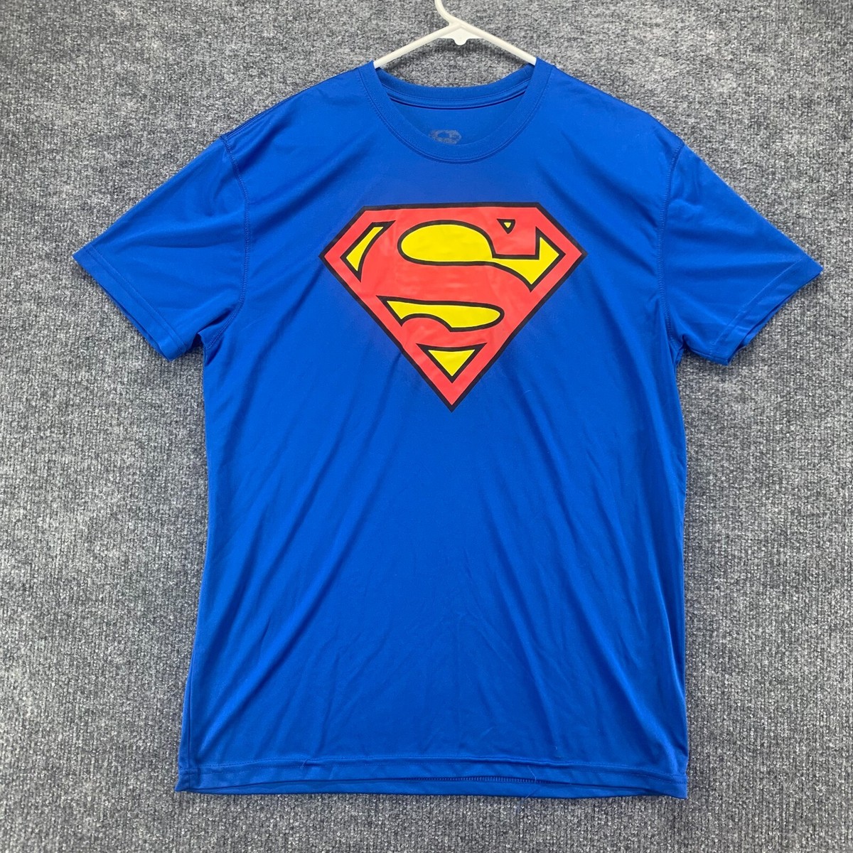 Superman Shirt Mens Large Blue Superhero Costume Top Graphic Short