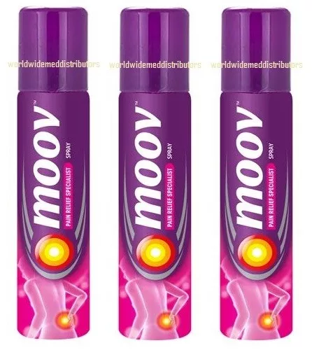 Moov Ayurvedic Pain Relief Spray 80g Each - Pack of 3 Aerosols - Free Shipping