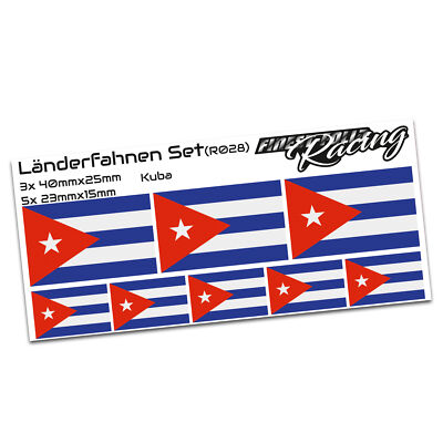 8x Länderfahnen Cuba Flagge Aufkleber Glanz Auto Radsport Modell Racing R028