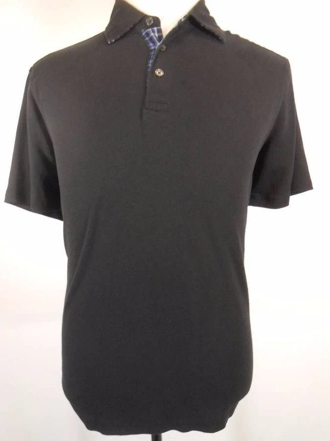 Cool Men's Large Michael Kors Black Short Sleeve 1/4 Button Polo Shirt GUC