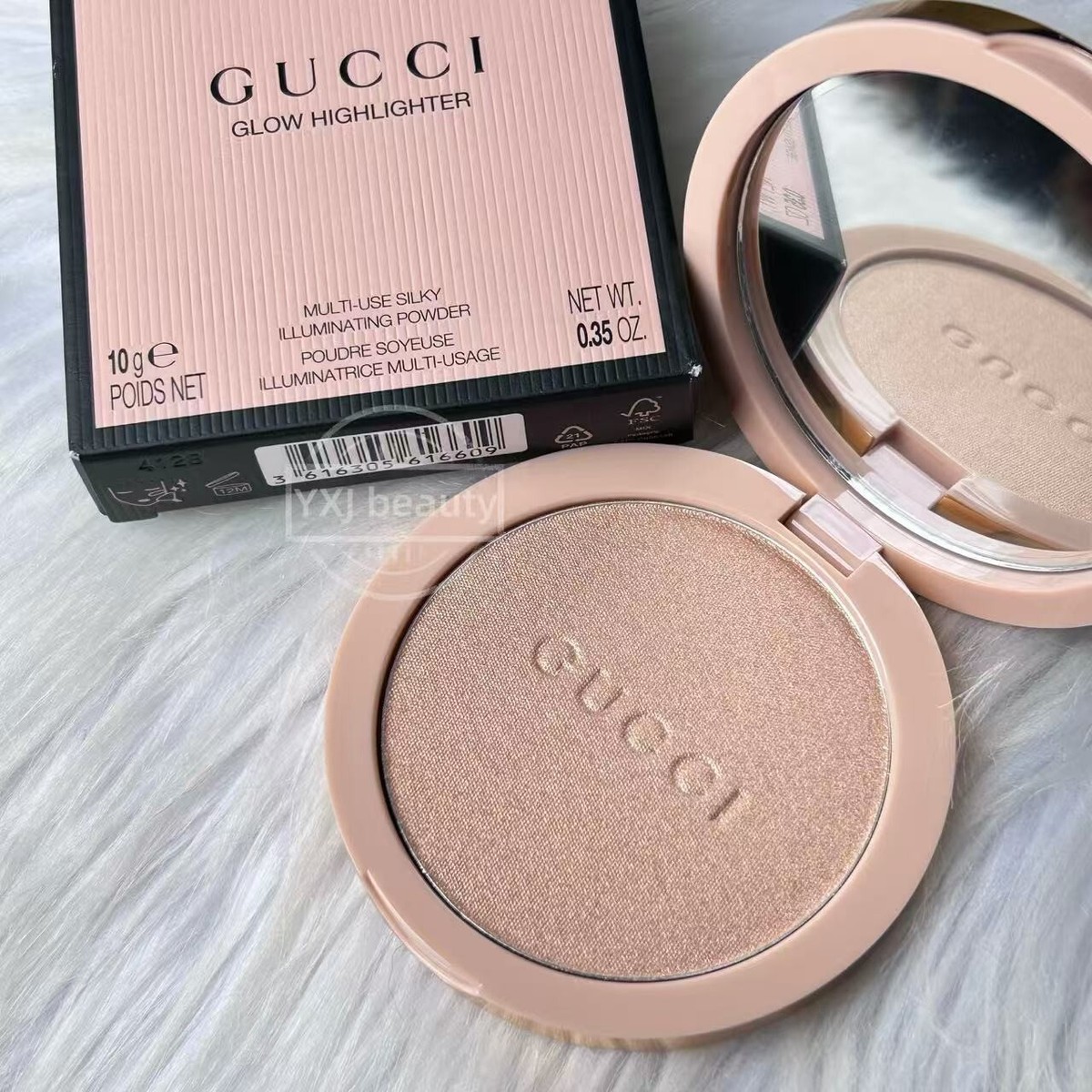 GUCCI GLOW HIGHLIGHTER 10g ラベンダー 01, Gucci Glow Highlighter powder in 01 Sunrise Gold | GUCCI