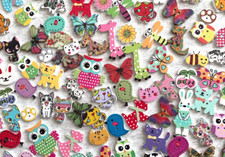 Children Fun Animal Coloured Wooden Buttons Sewing Crocheting Craft 10/20Pcs Mix
