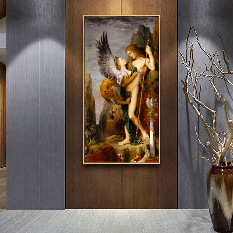 Toile tableaux Œdipe et le Sphinx Gustave Moreau solution pour salon sans relief