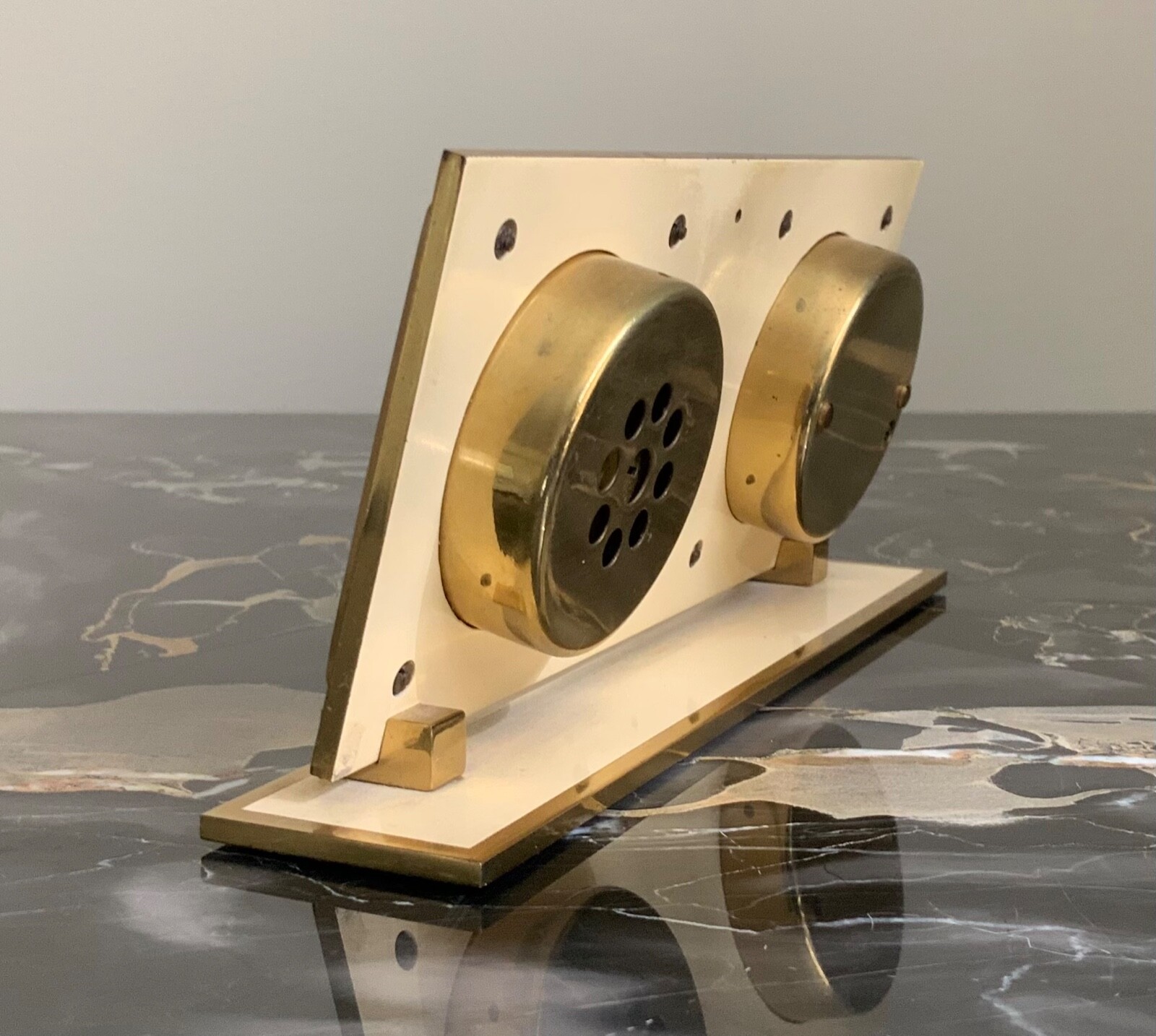 Hoffritz Germany Vintage Desktop Brass Barometer Thermometer Weather