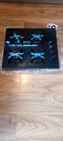 Proline  Black 4 Burner Gas On Glass Hob With Enamel Pan Stands & FFD
