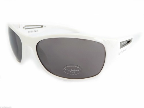 Stone Occhiali da Sole Lucidi Bianco E Gunmetal con Argento Specchio Lenti ST191 - Foto 1 di 6