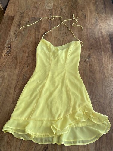 house of cb rossella yellow ruffle mini dress size XS RRP £170 - Picture 3 of 7