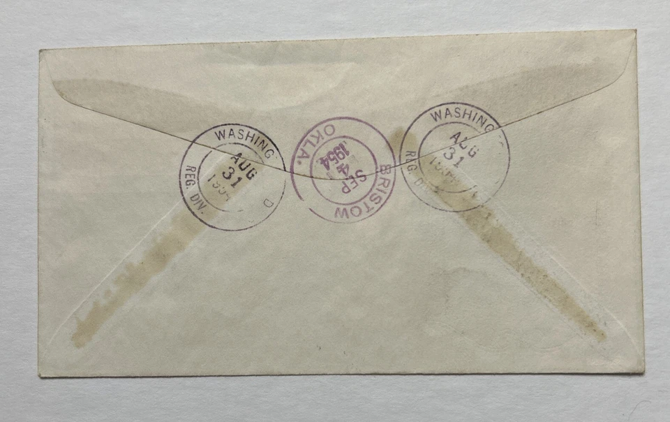 US 1954 Prexy FDC Woodrow Wilson $1 Stamp Registered Mail First Day Cover - Image 4 of 4