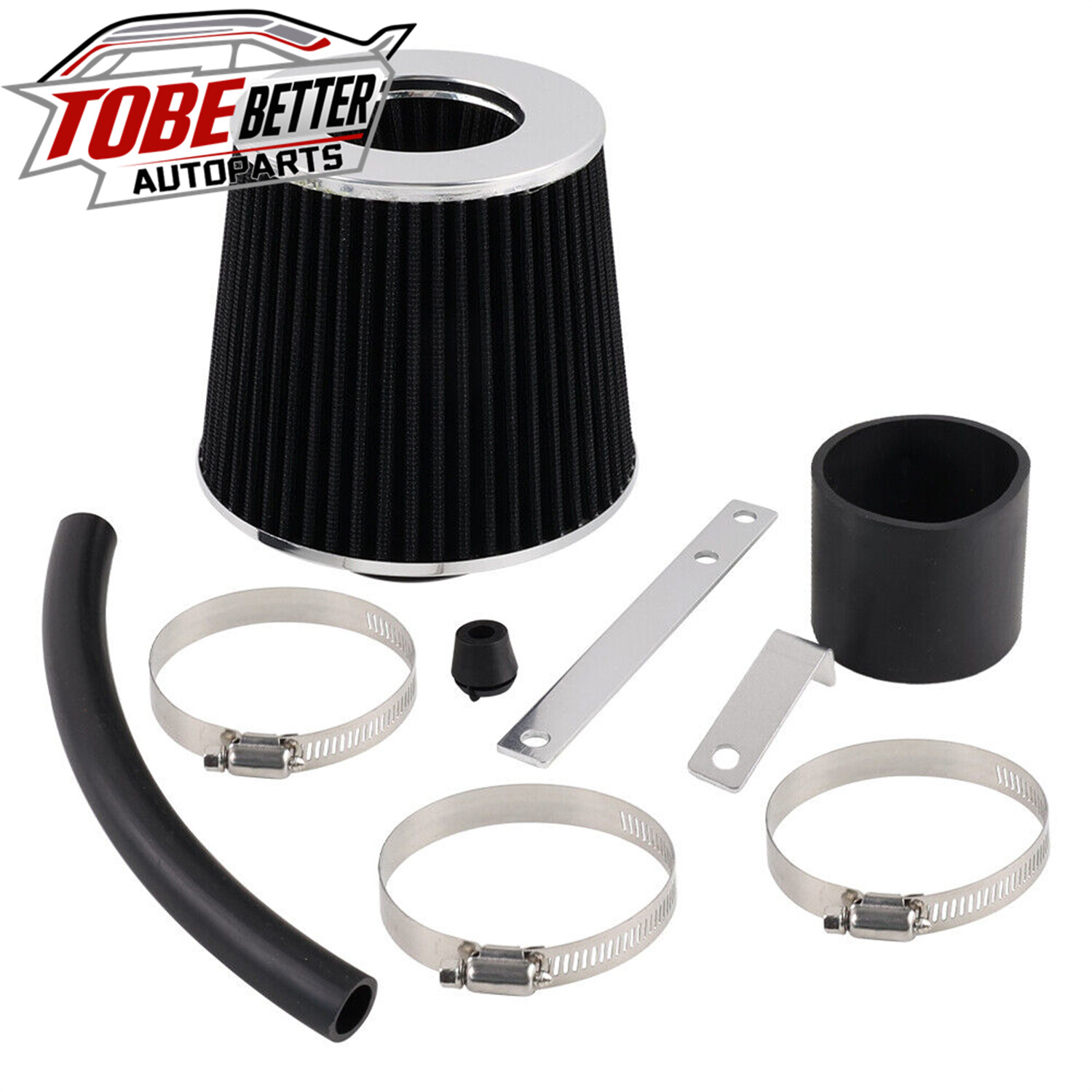 Black Filter Silver Cold Air Intake Kit For Honda Civic DX/LX/EX 1.7L 2001-2005